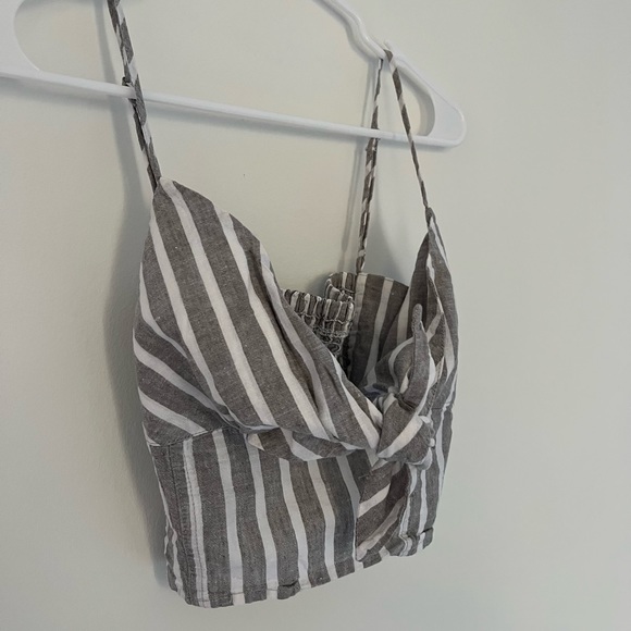 Revolve blue and white striped top with front knot detailing, Size Small - Picture 4 of 8